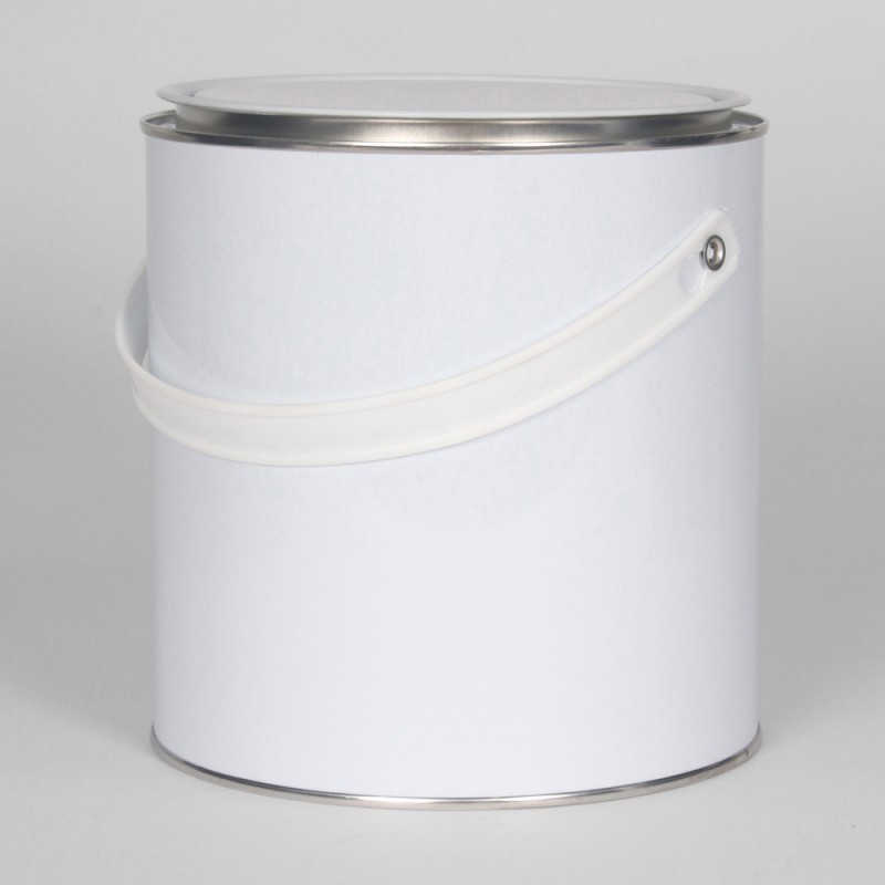 250ml Metal Lever Lid Tin White/Plain With White Metal Lid (Empty) 